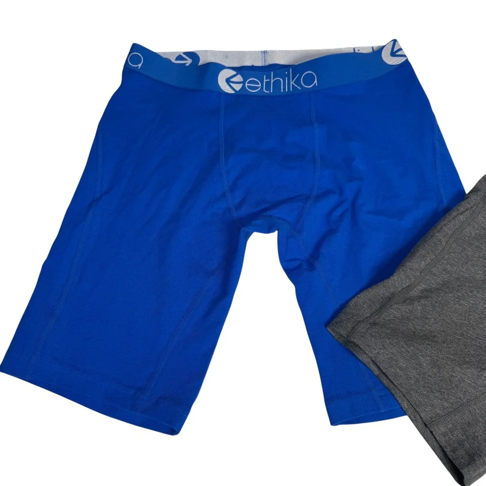 Ethika‎ Mens Staple Boxer Briefs 2-Pack Blue Heather Grey Cotton Blend Size M